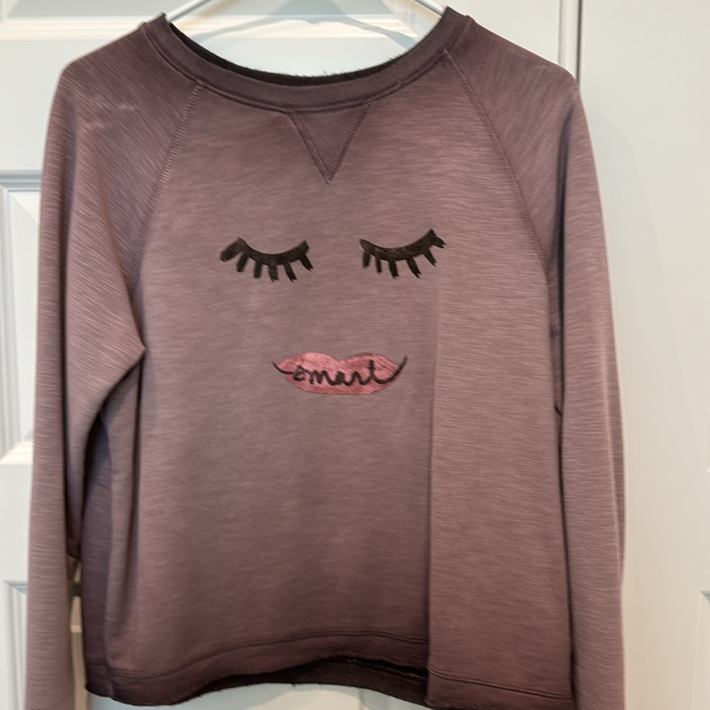 Anthropologie Saturday Sunday Smart Mouth Cropped Sweatshirt Size Small - Picture 3 of 16
